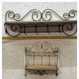2 Wrought Iron & Wood Hanging Shelves