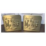 Vintage Brass Bookends with Music Scale