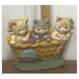 Cast iron Doorstop- kittens in a basket