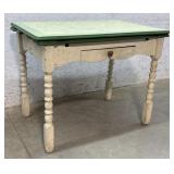1 Drawer Enamel Top Table (green) - needs some