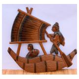 Vintage Peruvian Hand Carved Wood Wall Hanging