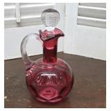 Fenton Cranberry Coin Dot Cruet Decanter