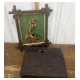 Victorian lap desk, walnut frame w/ acorns, pine