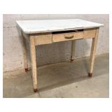 1 Drawer Enamel Top Table - Missing Cutting Board