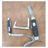 3 pocket knives boy scouts, Buck, etc