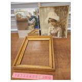 Oak framed mirror and photo print found behind