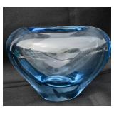 MCM Holmegaard Ice Blue Heart Vase. Signed &