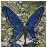 Beautiful stained glass butterfly lady - signed