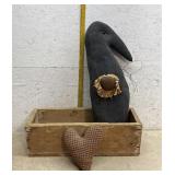 Nice Early Wooden Box w/ crow & heart