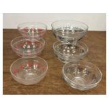 6 Glass Bowls (3 Red/ 3 Black Details)