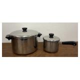 Revereware copper bottom pots with lids (2)