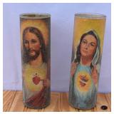 Pair of Vintage Religious Sugared Candles