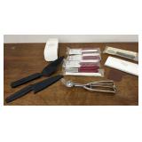 Pampered Chef - paring knives, ice cream scoop,