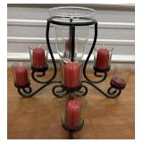 Pretty candle center piece. Black wrought iron w/