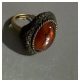 Vintage 12K G F  Amber Cabochon Adjustable