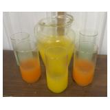 Blendo frosted glass pitcher, glasses
