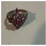 Sterling silver stamped 925 Garnet Ring ( Needs