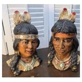 Pair 1966 universal statuary Native American