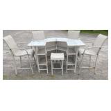 6 Piece Outdoor Patio Bar w/glass top 64/48/39