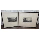 Pair of framed prints - anti-glare glass
