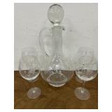 Romanian Glass Decanter set. Very very slight