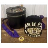 Masonic Grotto Past Monarch fez hat, medal