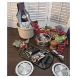 Wine connoisseur lot - grapes, wine book, cheese