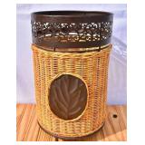Metal & Wicker Wastebasket