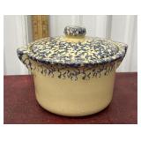 Roseville Ohio lidded crock sponge ware *small