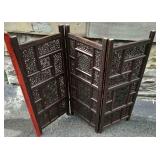 Hand Carved Wooden Short Folding Screen