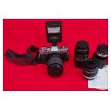 Minolta X-370 35mm Film Camera w/ Flash & Lenses