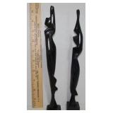 Mid Century Modern 2 Ebony Wood Sculpture