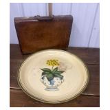 Boyt leather briefcase, large tole painted tray