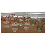 Pepsi, Coca Cola and Budweiser glasses