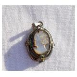 Antique Marked Sterling Cameo Charm-Pendant