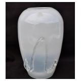 Hand Blown Vase with Applied Clear Design
