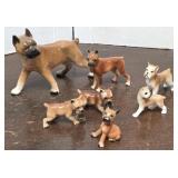 7 Bone china boxer dog figurines - mini