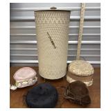 Vintage hamper and ladies hats