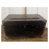 Wooden box, brass corners, handles *barn find,