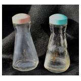 Vintage Pyrex Salt & Pepper. Lt Pink/Lt Turquoise