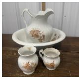 Buffalo pottery wash basin, pitcher etc *1 has