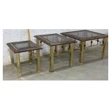 Brass & Glass 3 Piece Table Set