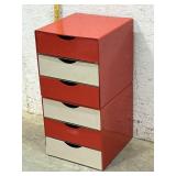 70ï¿½s Plastic Cubes w/ Drawers 14/15/28 (red&