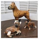 3 Boxer Dogs - 1 Plastic And 2 China (the One
