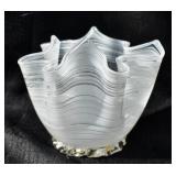 Hand-blown White Glass Handkerchief Vase