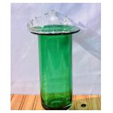 MCM Green Italian Glass Vase with Applied Accent