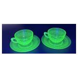 Uranium cup and saucers *glow glass
