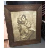 Madonnina Roberto Ferruzzi Antique Wood Framed