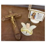Sick call Crucifix, and 2 religious decor.