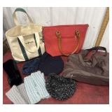 LLBean garden tote, 2 purse, knit hand and